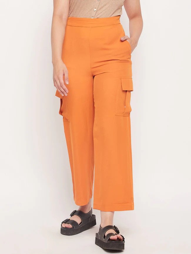 Orange Zipped Cargo Pants
