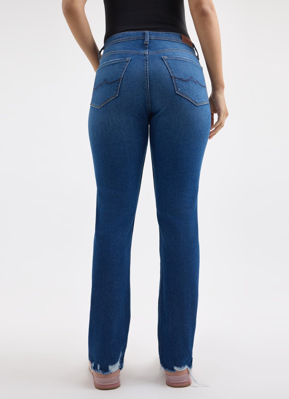 Straight Fit High Rise Distressed Jeans