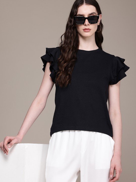 The Life Co. Flutter Sleeves Ruffles Top